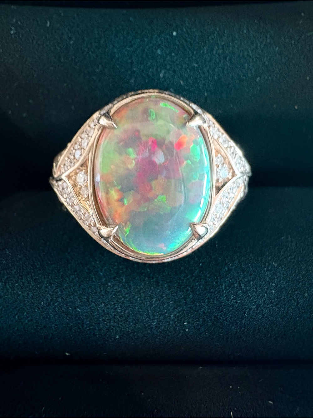 Kat Florence Indonesian Black Opal Cocktail Ring w/ D COLOR FLAWLESS DIAMONDS!